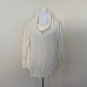 Chico’s Ivory White Knit Cowl Neck Sweater
